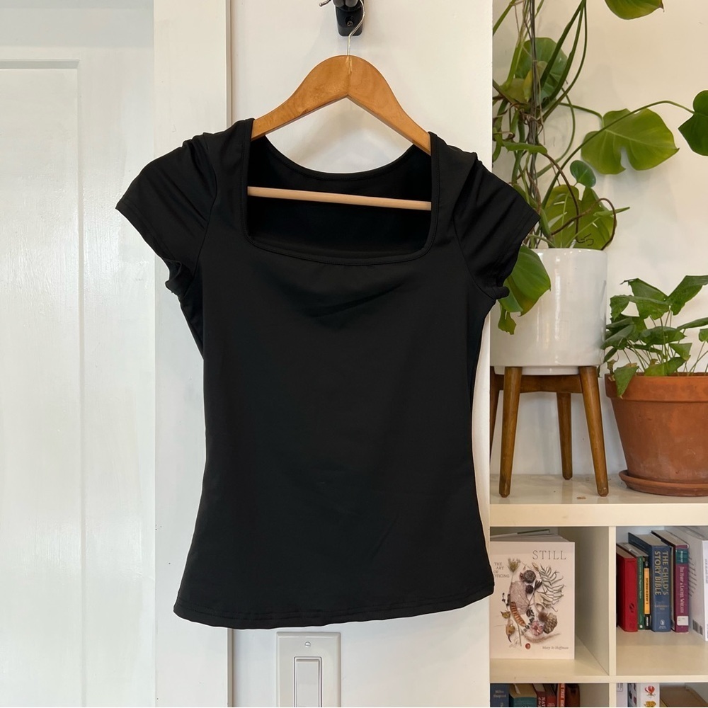 Black Square Neck Women's Top